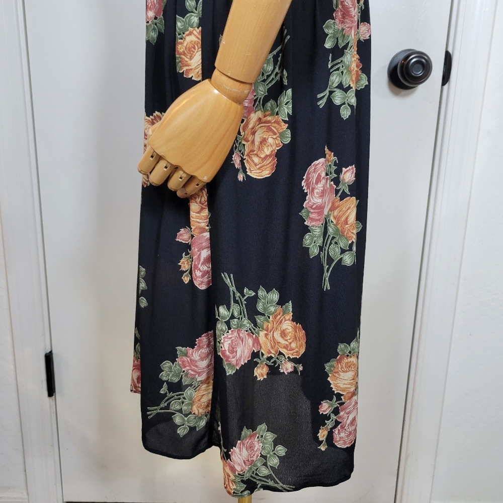 Christy Dawn Black Midi Dress with Pink and Peach Floral Print - Picture 7 of 11
